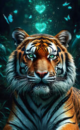 A Tiger Lying Above A Heart