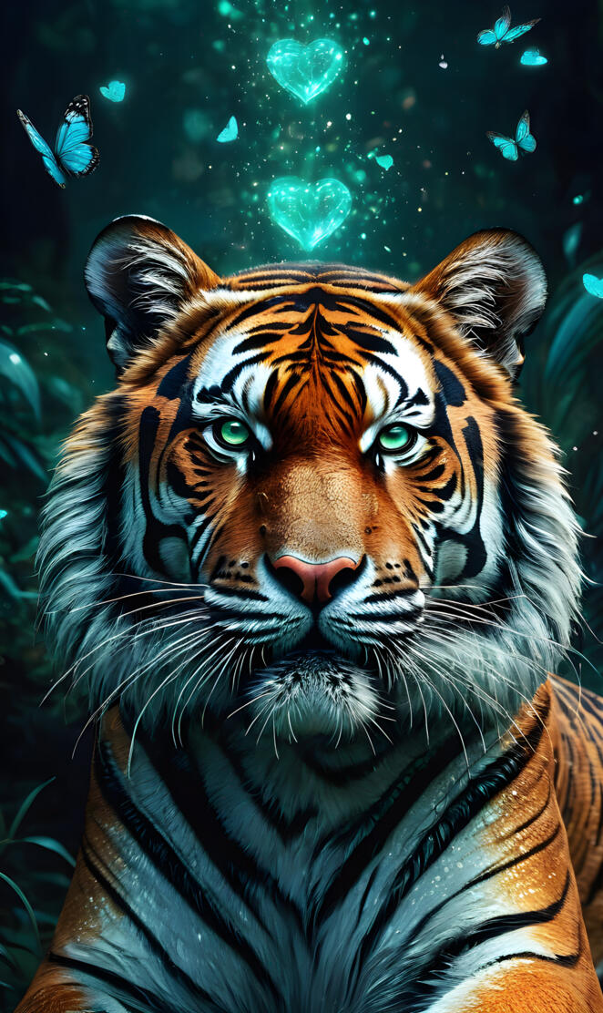 A Tiger Lying Above A Heart