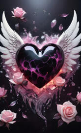 a person with wings and a flower