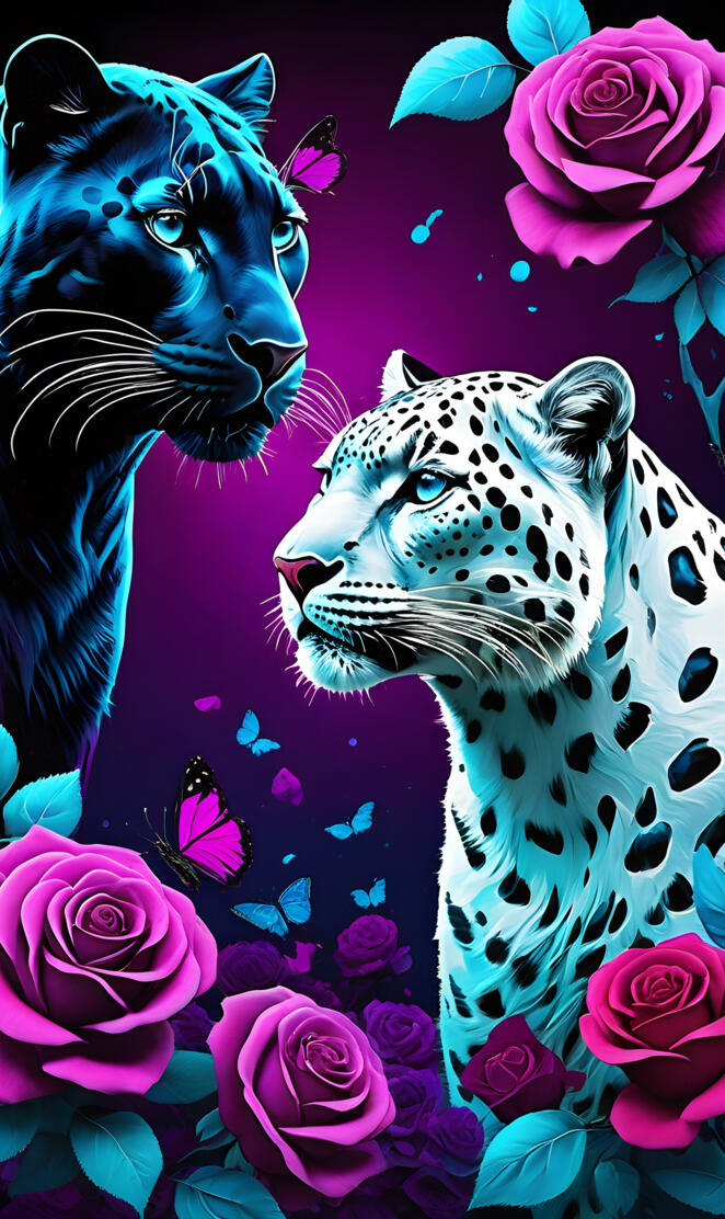 Leopard and black panther