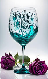 a glass with a blue liquid in it