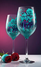 a couple of wine glasses with flowers