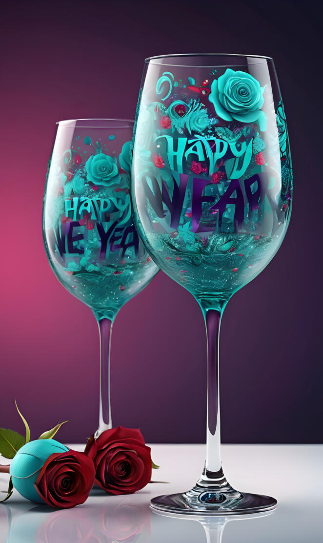 a couple of wine glasses with flowers