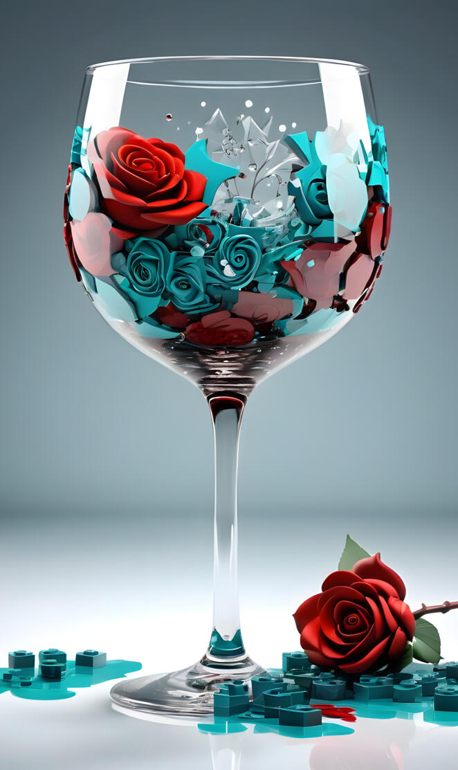 Flowers in a glass. Fancy