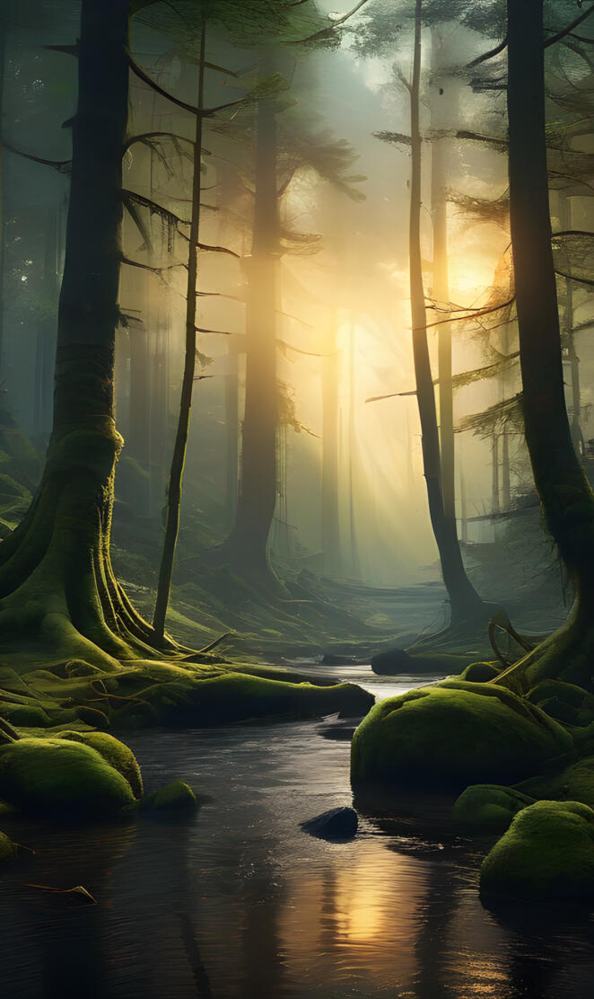 a river with trees and rocks