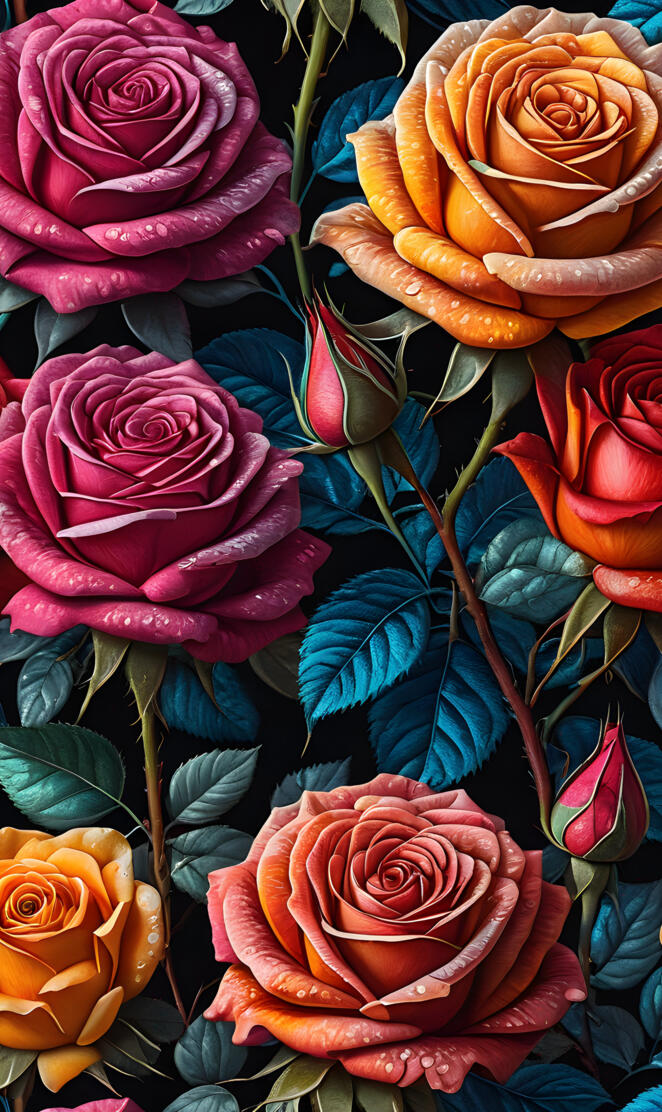 multicolored acrylic roses