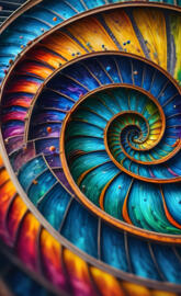 rainbow fibonacci spiral