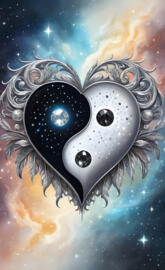 a black 🖤 and white 🤍 yin and yang ☯️ ❤️!