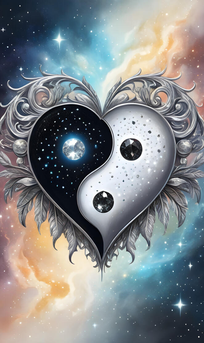 a black 🖤 and white 🤍 yin and yang ☯️ ❤️!