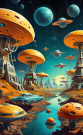 Retro sci-fi landscape
