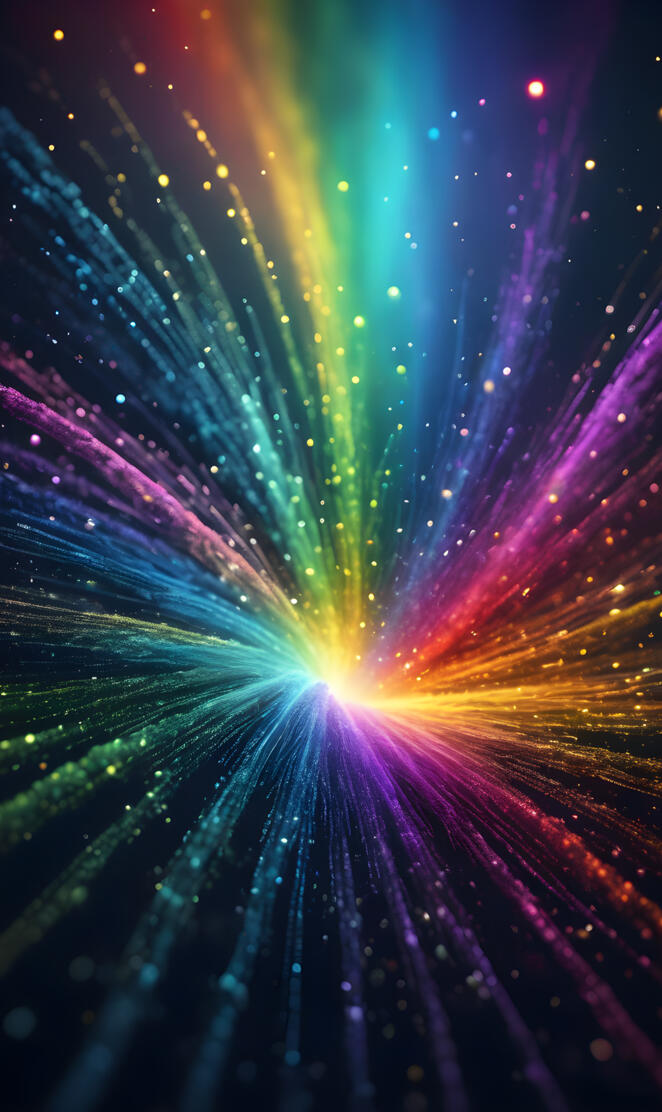 Rainbow particle fountain