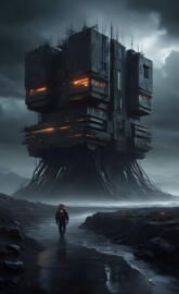 Dark alien block tower