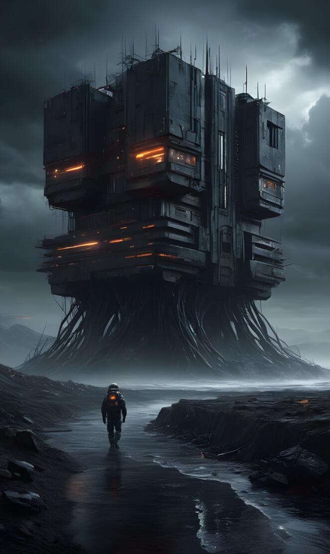 Dark alien block tower