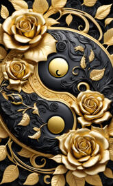 black gold yin yang