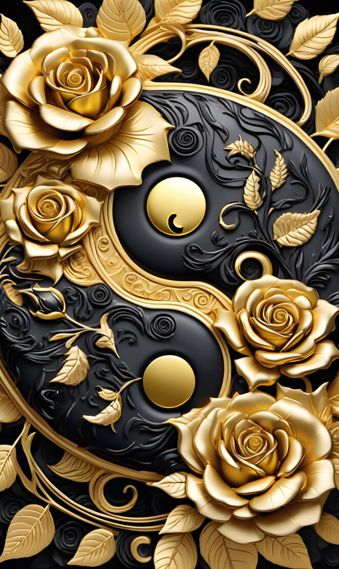 black gold yin yang