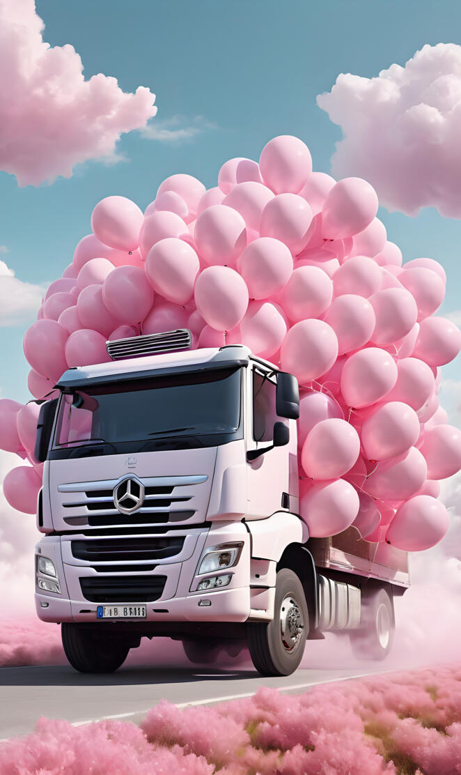 Pink ballon truck