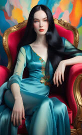 a woman sitting on a chair