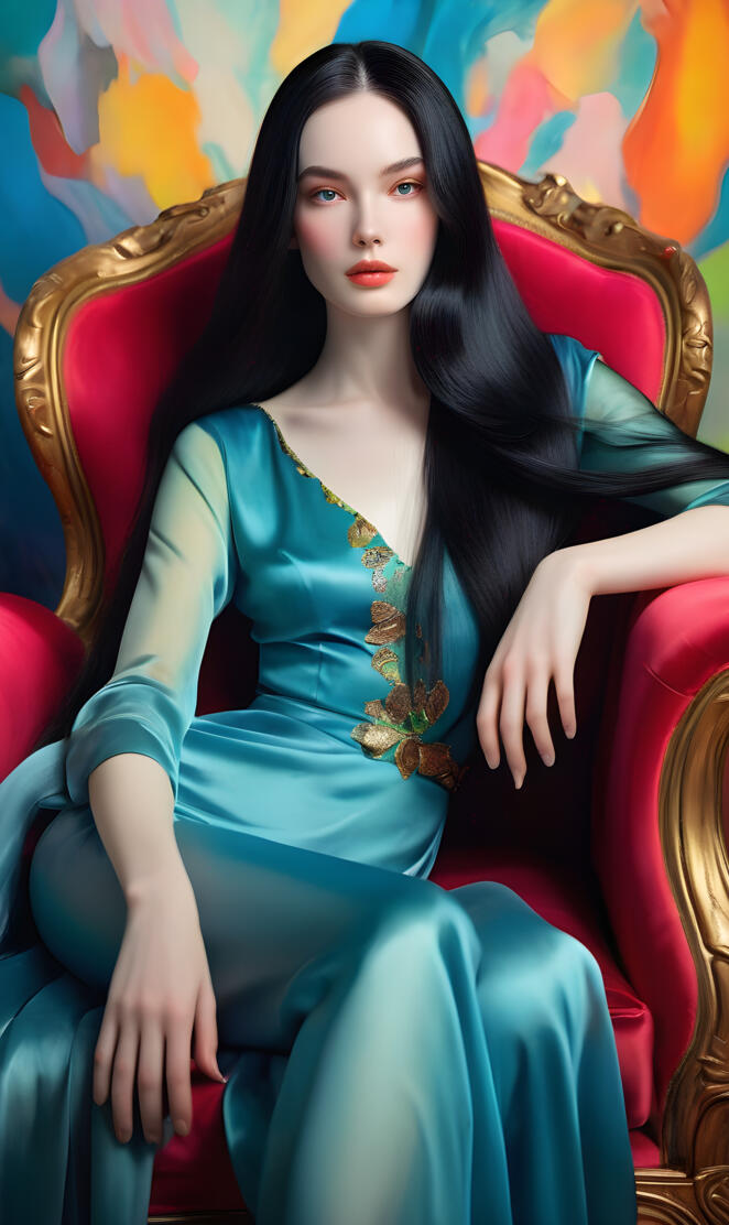 a woman sitting on a chair