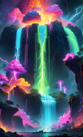 neon waterfall