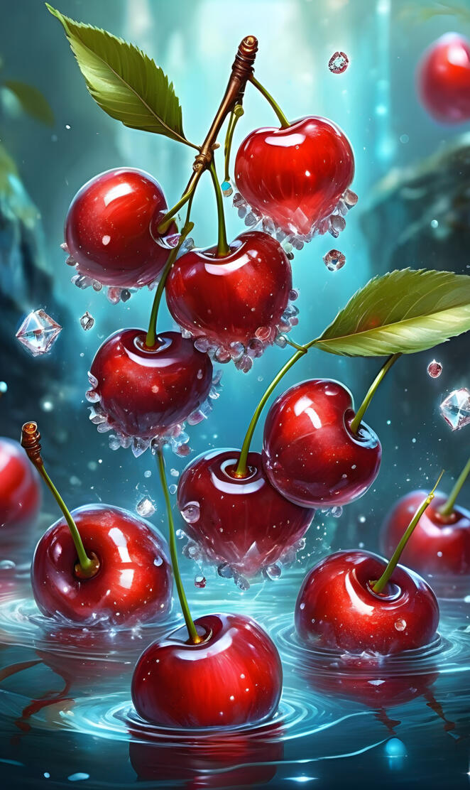 a group of cherries on a branch