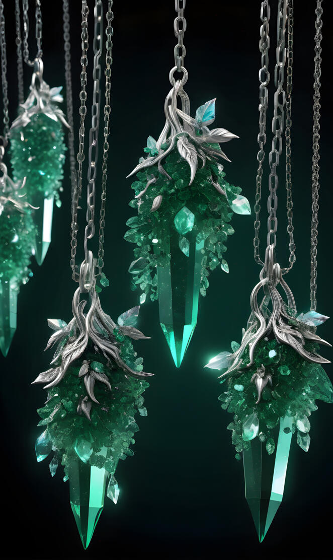 a group of necklaces