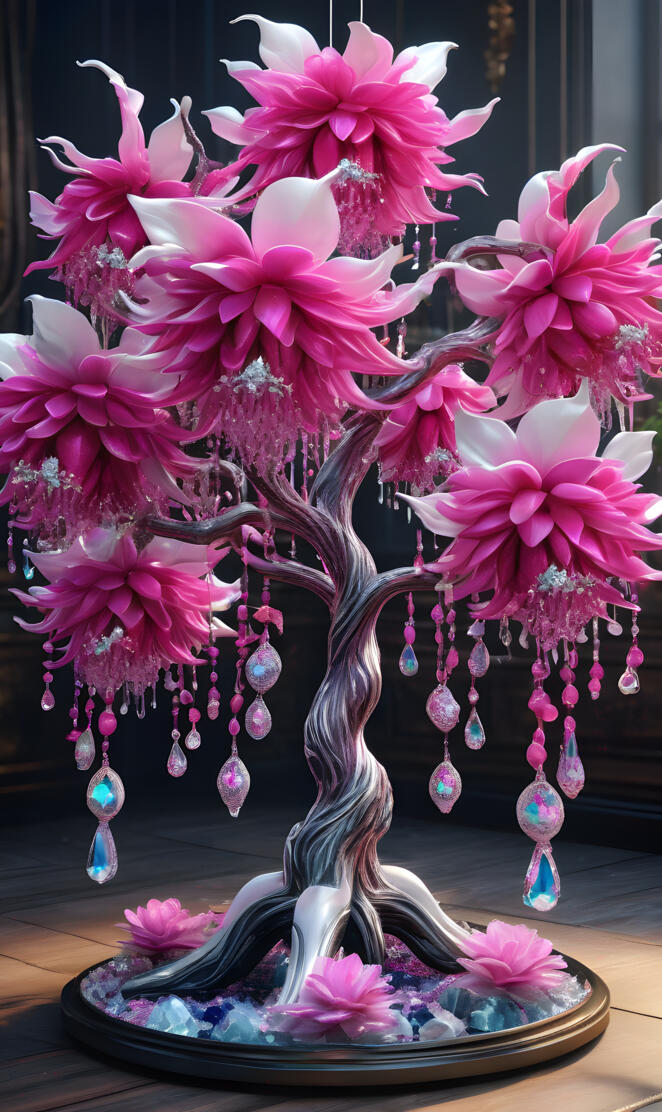 Crystal fuchsia flowers designed by G