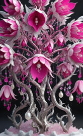 Fuchsia Tree with pearls and gems
