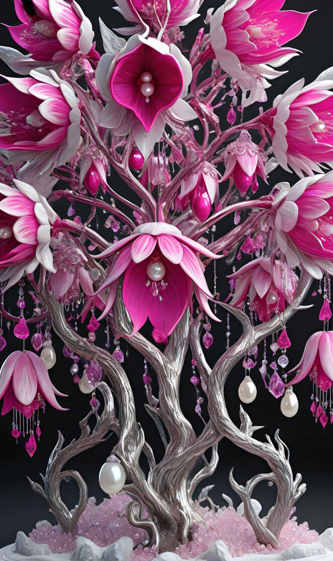 Fuchsia Tree with pearls and gems