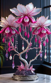 Fuchsia flowers crystal art