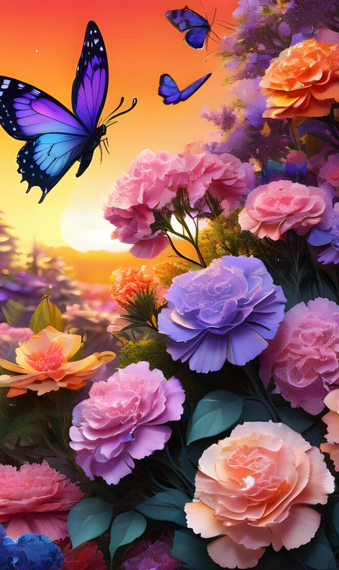 fantasy garden, carnation rose's, beautiful scenery,