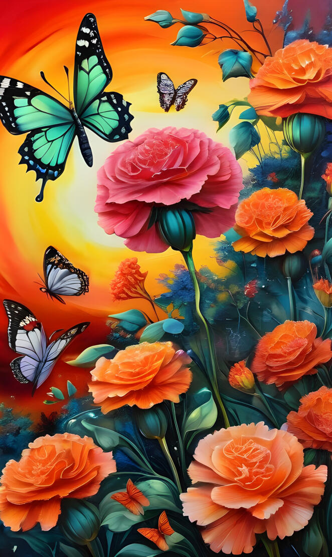 fantasy garden, carnation rose's, beautiful scenery,