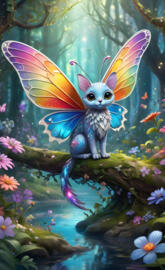 a cat in a butterfly garment