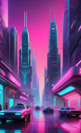 a city street with tall buildings