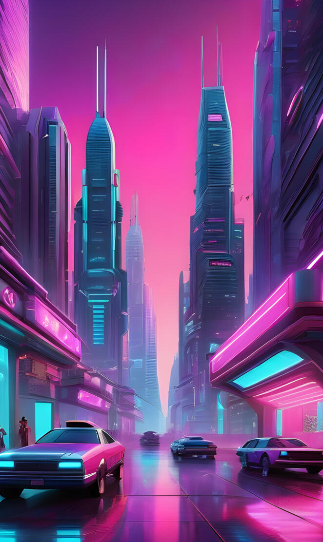 a city street with tall buildings