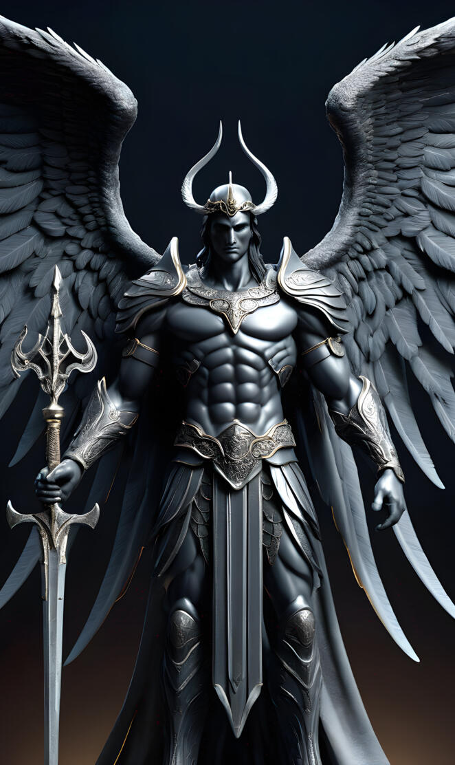 a statue of a person with wings and a crown