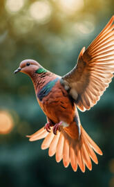 Copper Colored Dove Flapping Its Wings