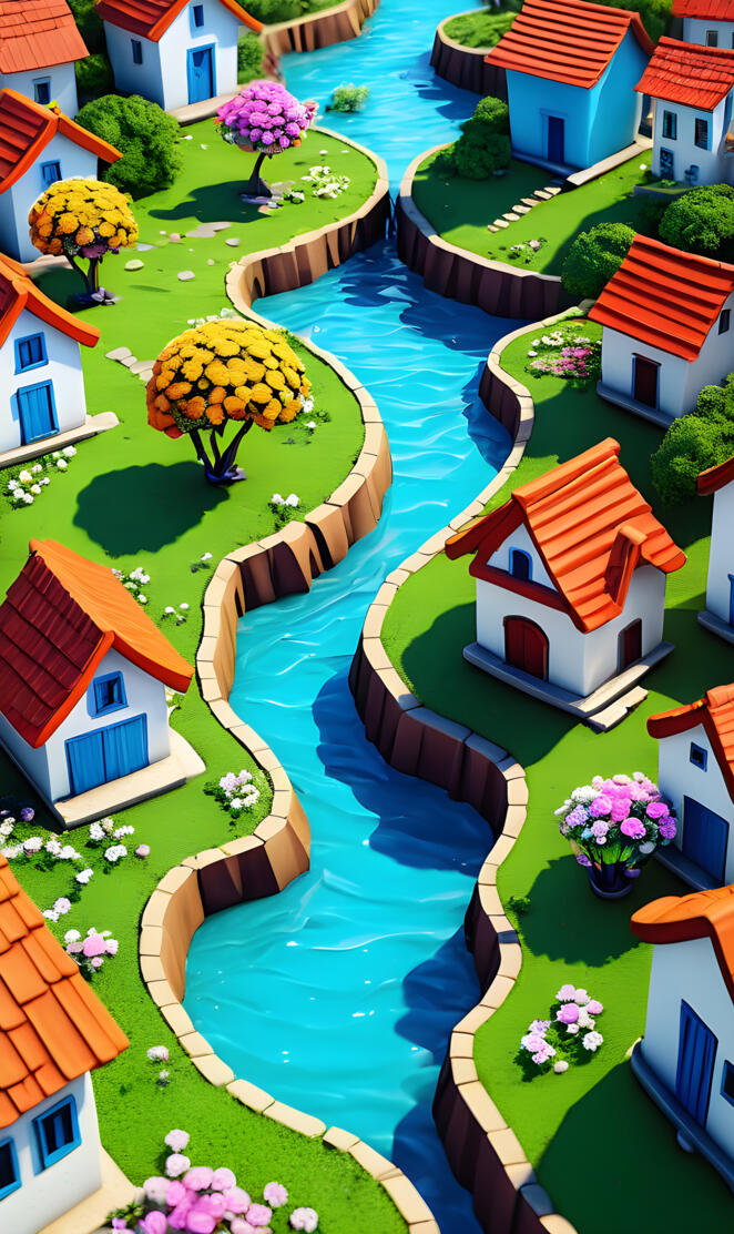 a group of colorful houses