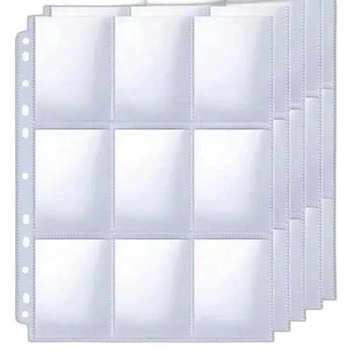 Hojas de 9 bolsillos transparente para TCG